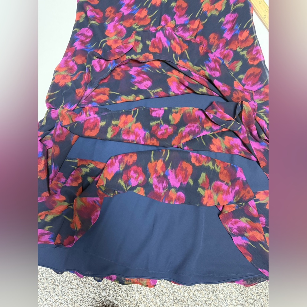 Ralph Lauren Multicolor Floral drop waist Midi Dress with ruffles size 12 - Picture 11 of 14